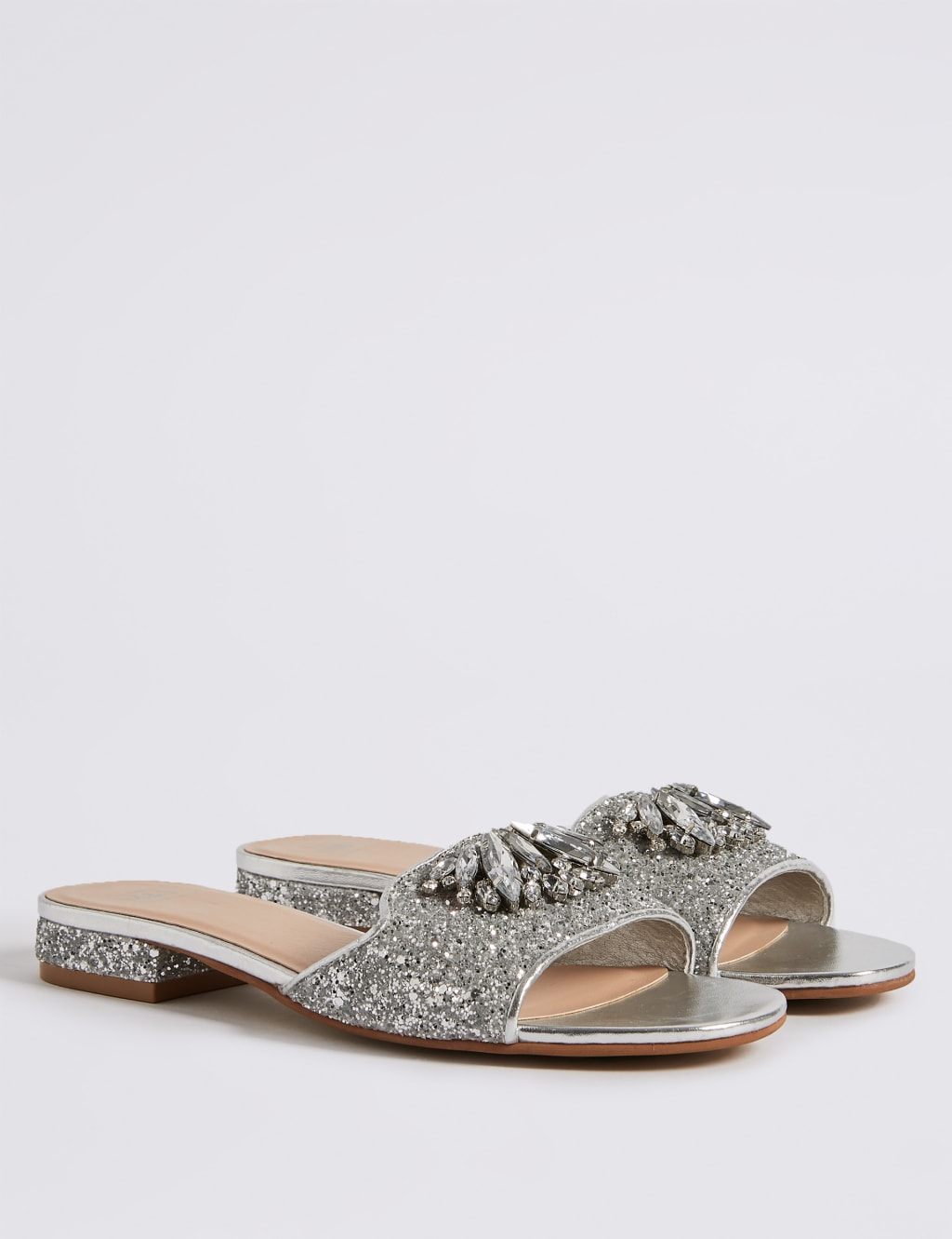 Block Heel Jewel Sparkle Mule Sandals 3 of 6