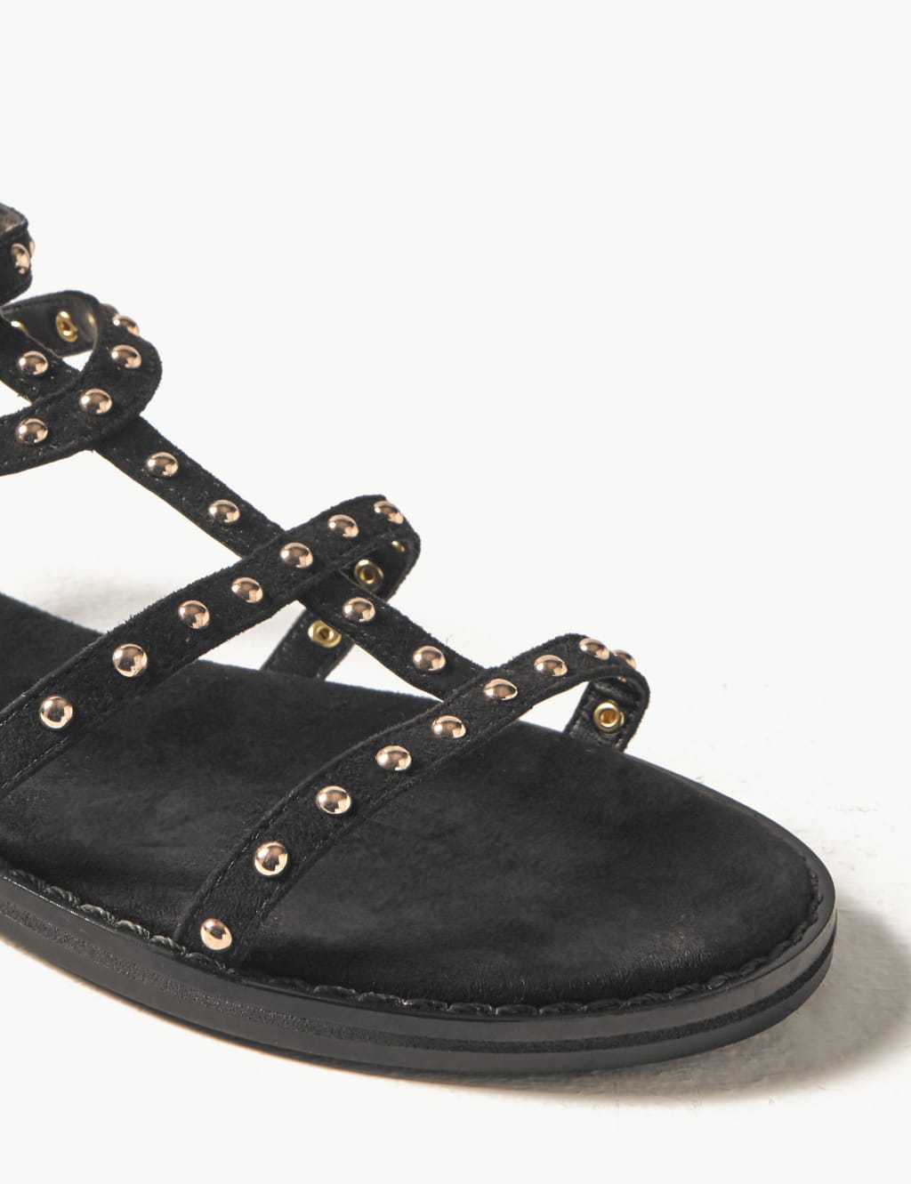 Black studded gladiator sandals deals