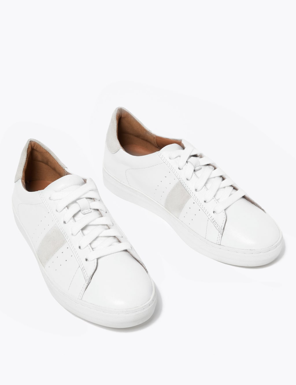 Leather Lace Up Side Stripe Trainers 2 of 4