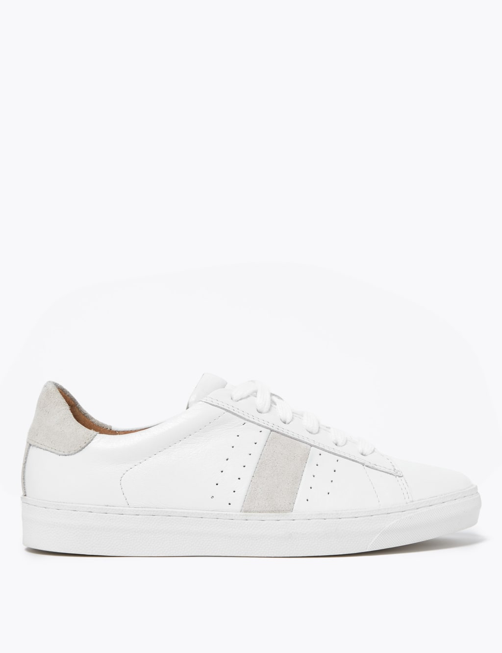 Leather Lace Up Side Stripe Trainers 1 of 4