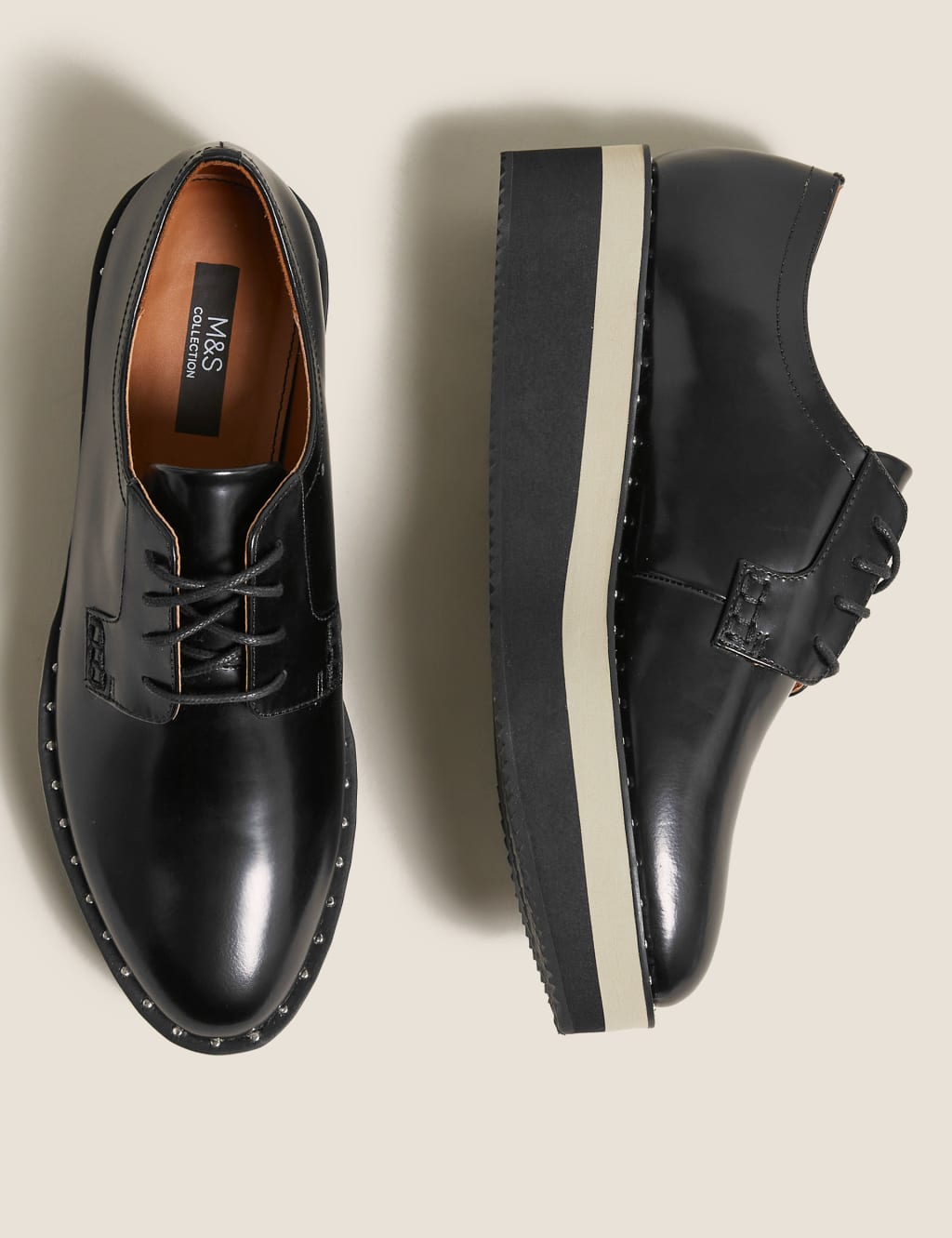 Leather Lace Up Flatform Brogues M S Collection M S