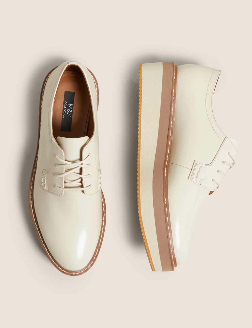 Leather Lace Up Flatform Shoes M S Collection M S