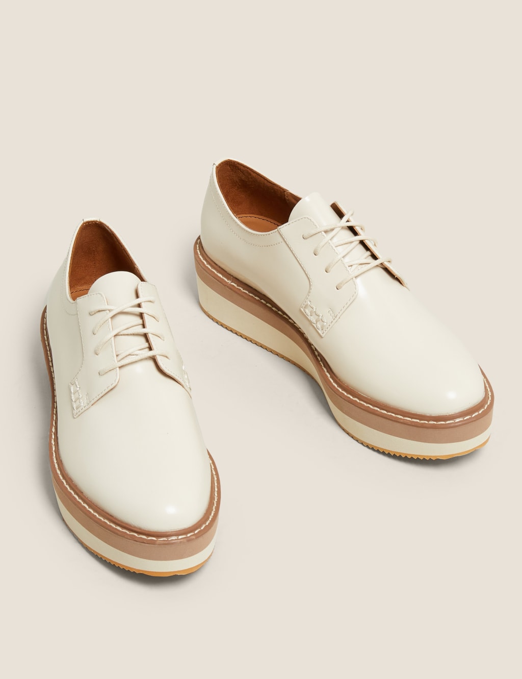 Leather Lace Up Flatform Shoes 2 of 5