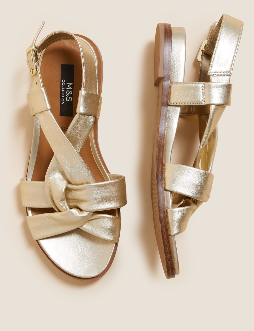 Wide Fit Leather Knot Gladiator Sandals M S Collection M S