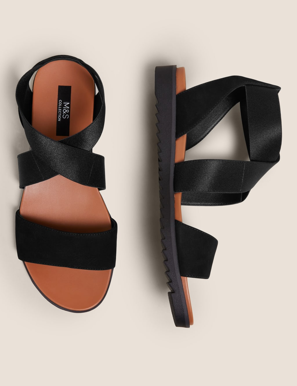 Wide Fit Leather Ankle Strap Flat Sandals M S Collection M S
