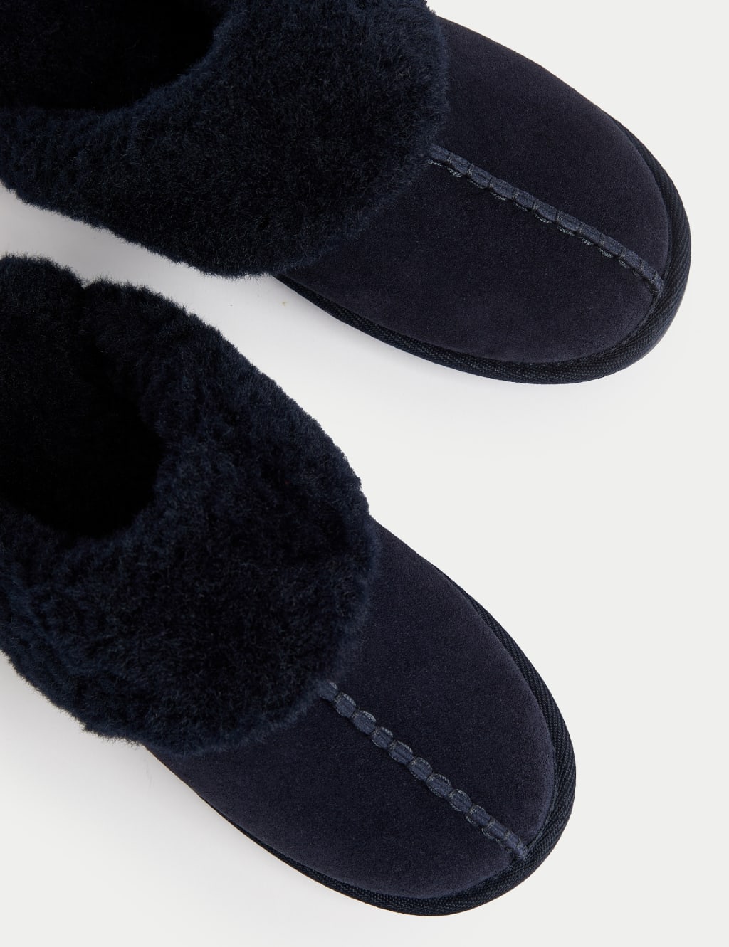 Suede Faux Fur Cuff Mule Slippers 3 of 3