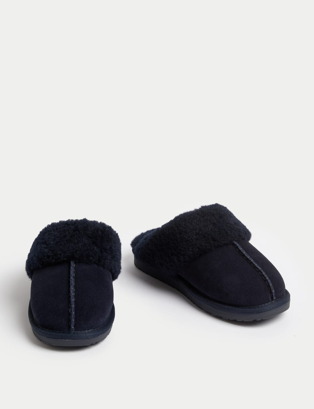 Suede Faux Fur Cuff Mule Slippers 2 of 3