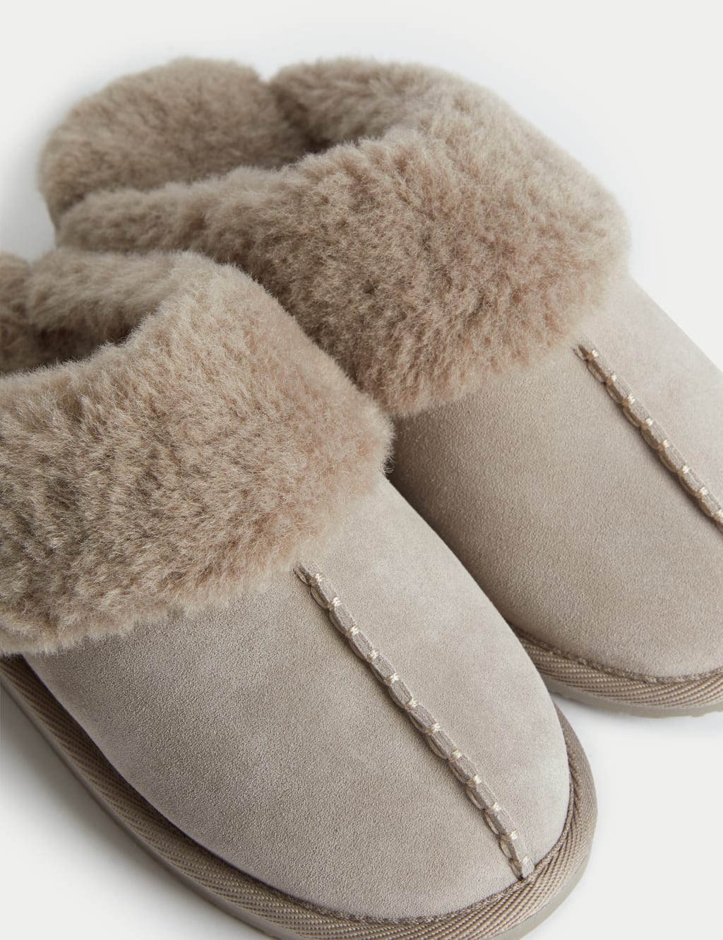 Suede Faux Fur Cuff Mule Slippers 3 of 3