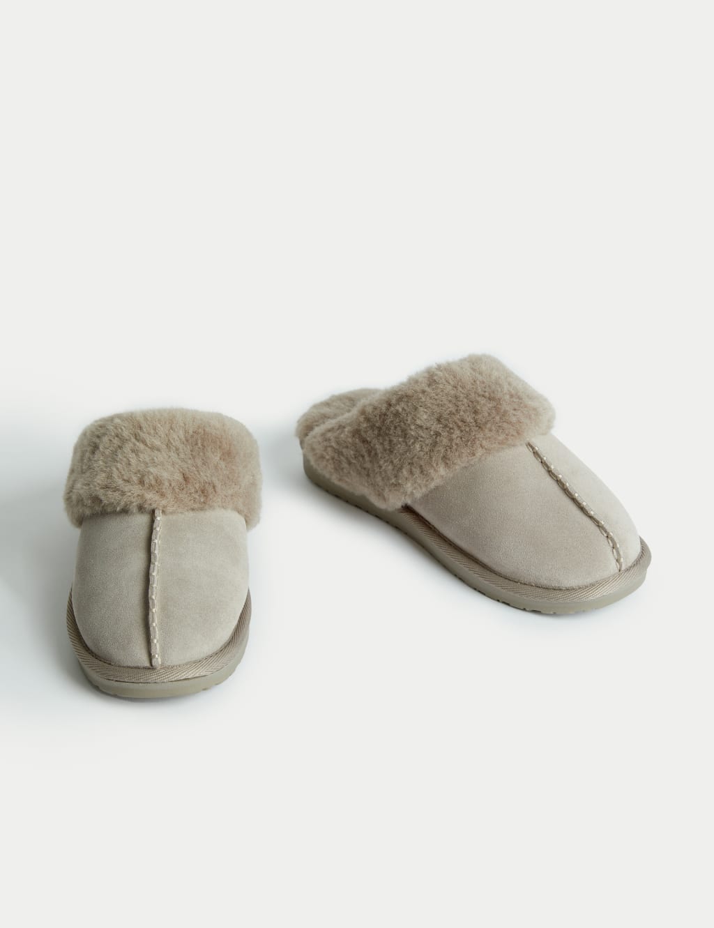 Suede Faux Fur Cuff Mule Slippers 2 of 3