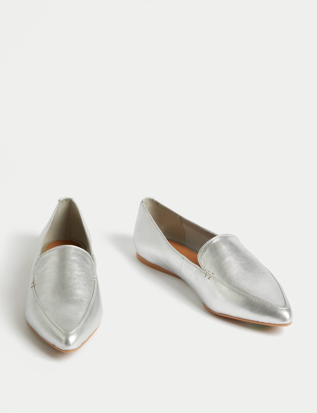 Wide Fit Leather Pointed Ballet Pumps M S Collection M S
