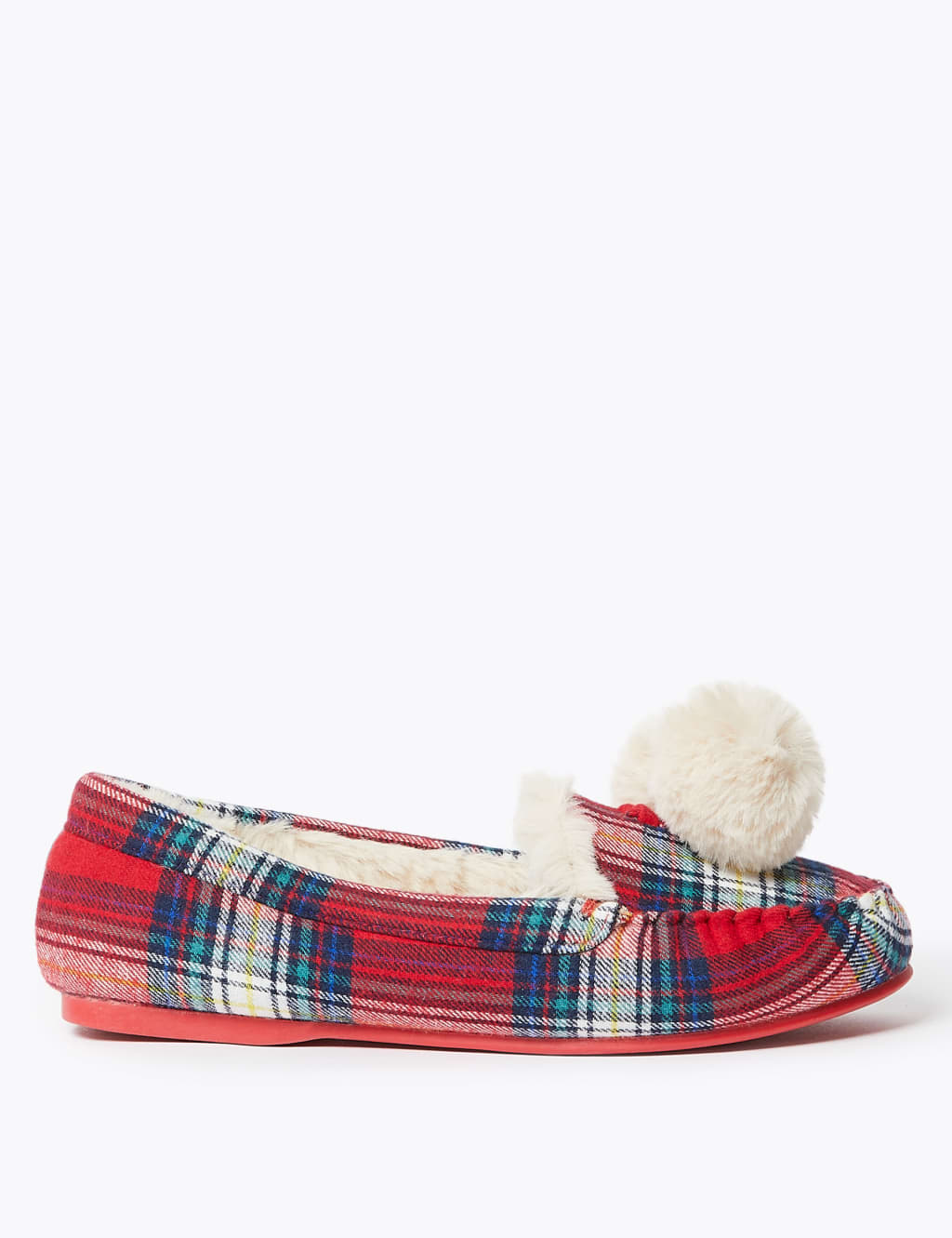 Checked Pom Pom Moccasins 2 of 5