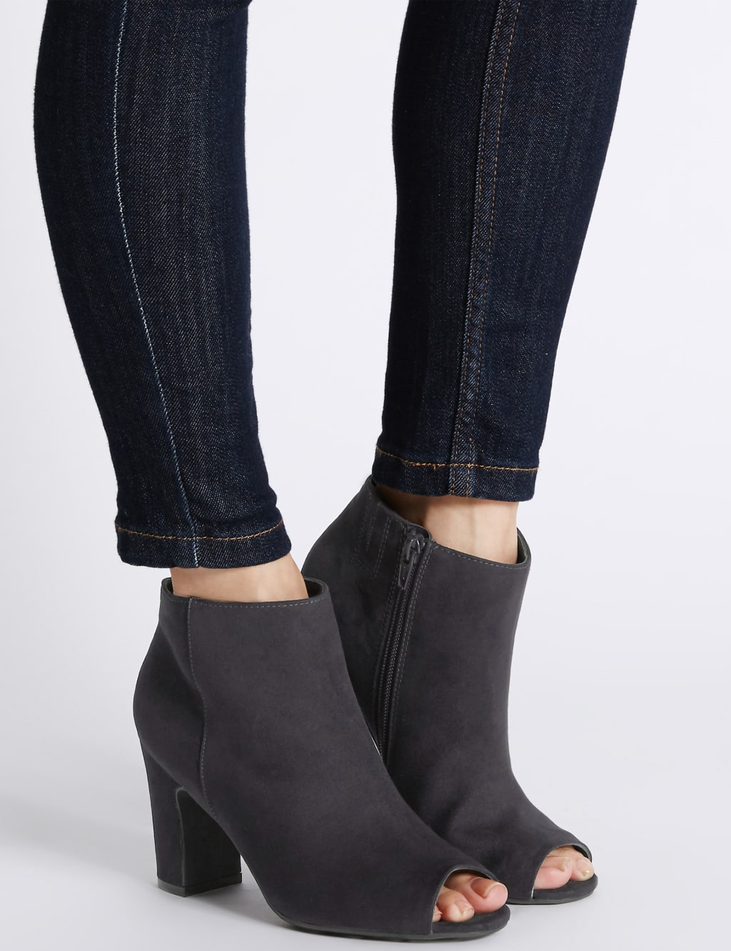 Open toe block heel booties clearance