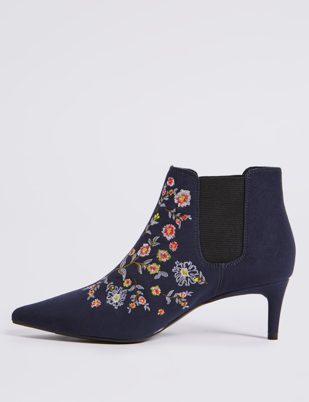 Navy kitten heel ankle boots 2025