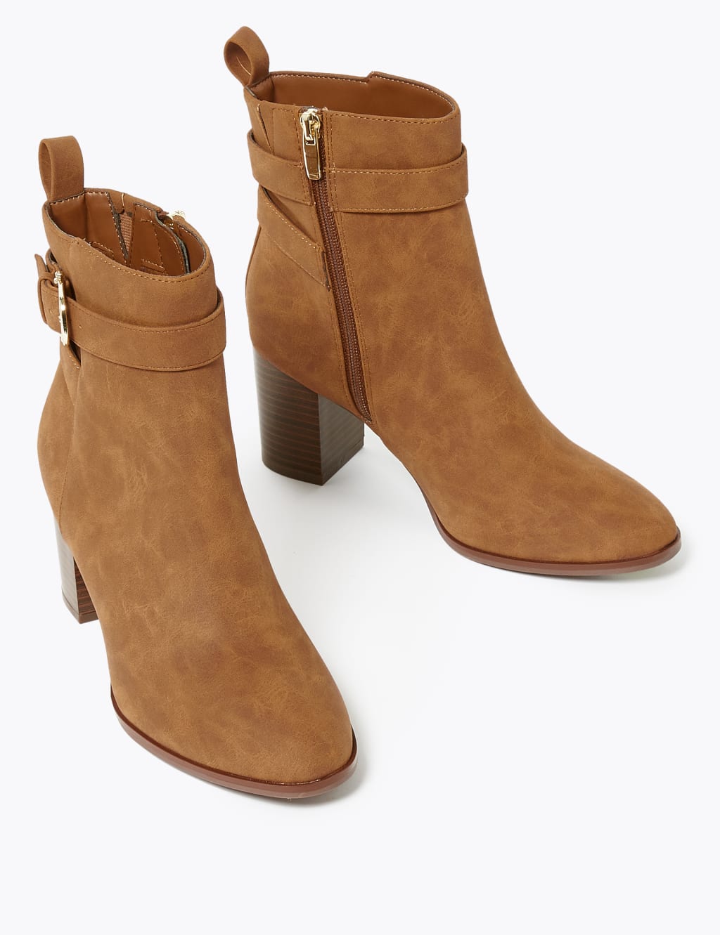 Buckle Block Heel Ankle Boots 1 of 4