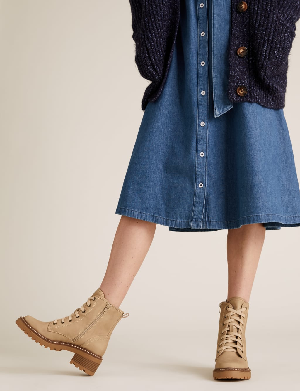 Hiker Lace Up Block Heel Ankle Boots M S Collection M S