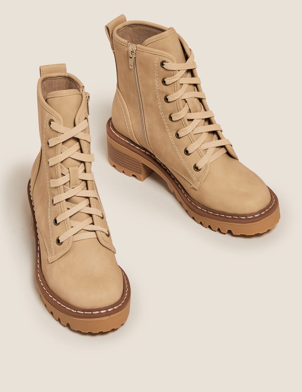 Hiker Lace Up Block Heel Ankle Boots M S Collection M S