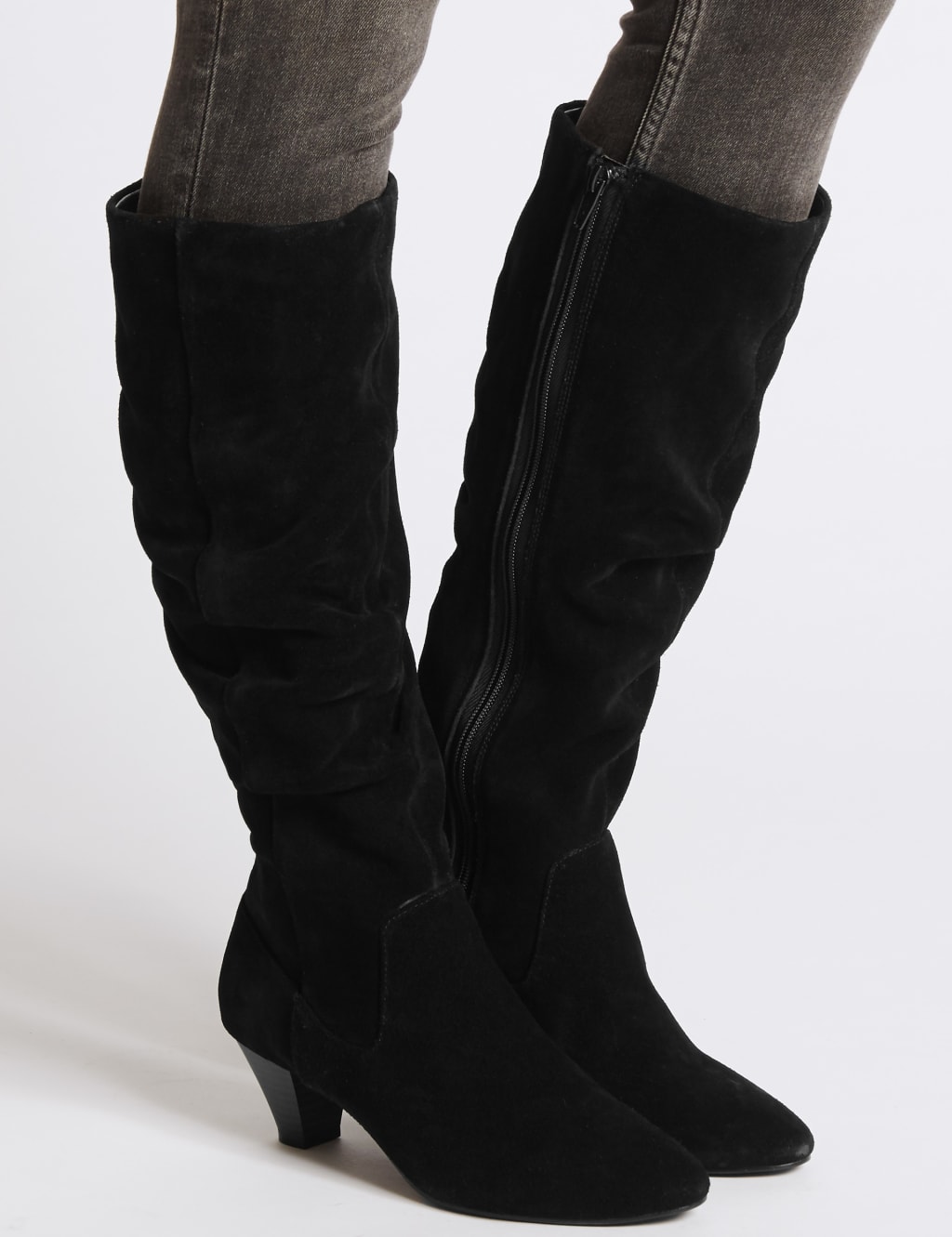 Marks and spencer black knee high boots discount