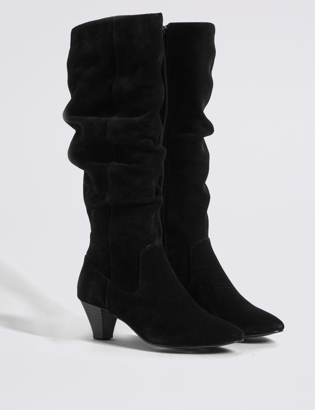 Suede Ruched Knee High Boots M S Collection M S