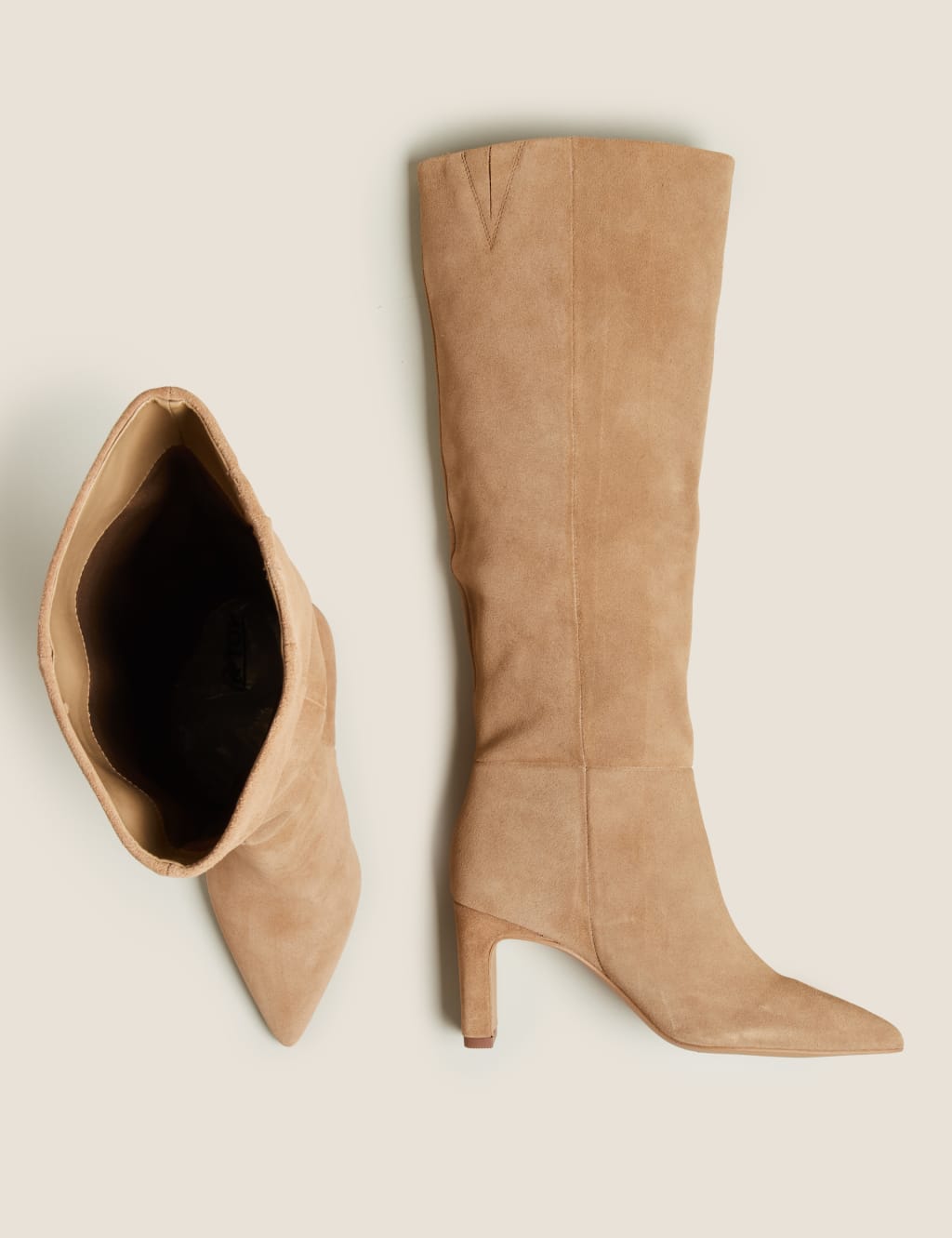 Suede Stiletto Heel Pointed Knee High Boots 3 of 5