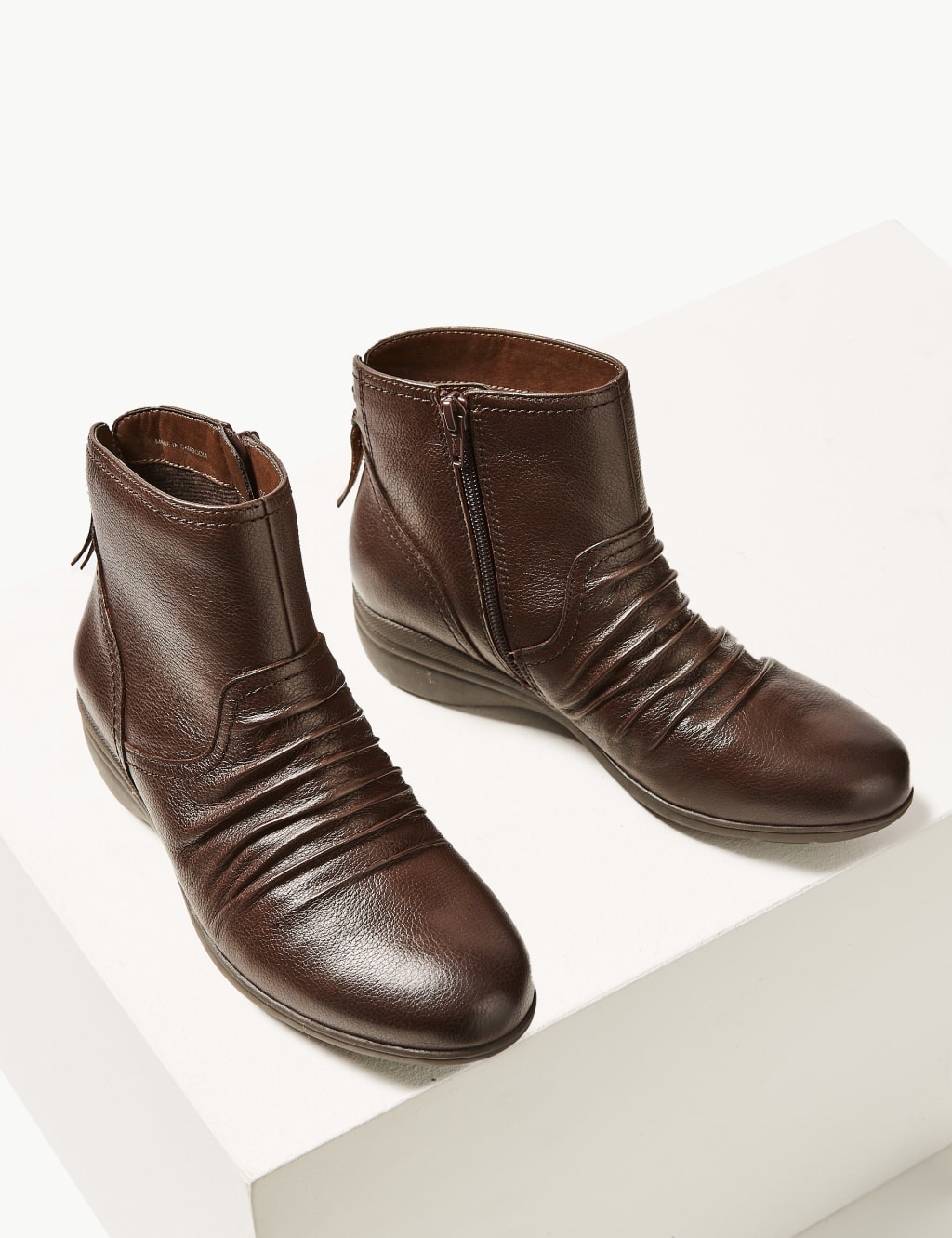 Wide Fit Leather Wedge Heel Ankle Boots M S Collection M S