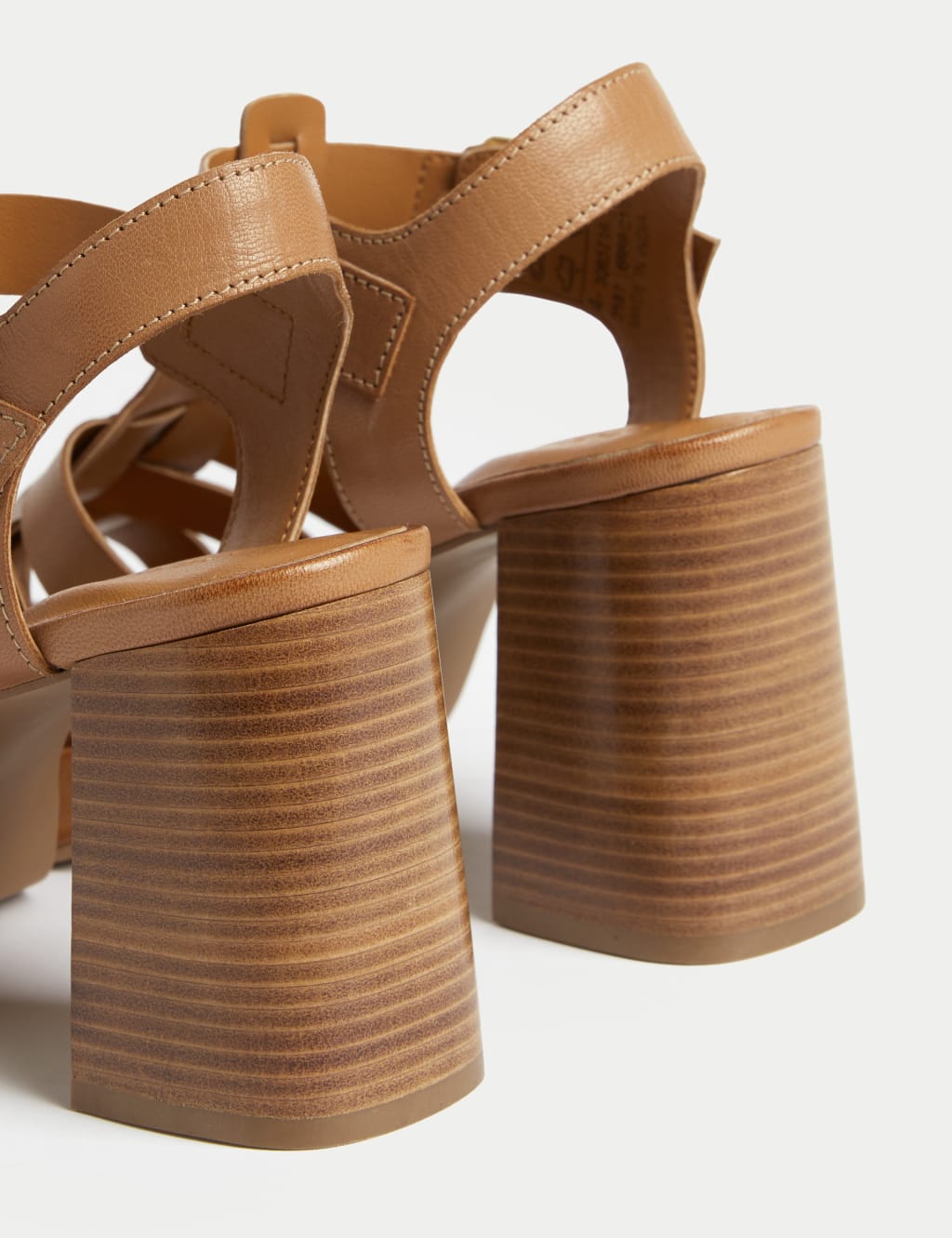 Leather Ankle Strap Block Heel Sandals M S Collection M S