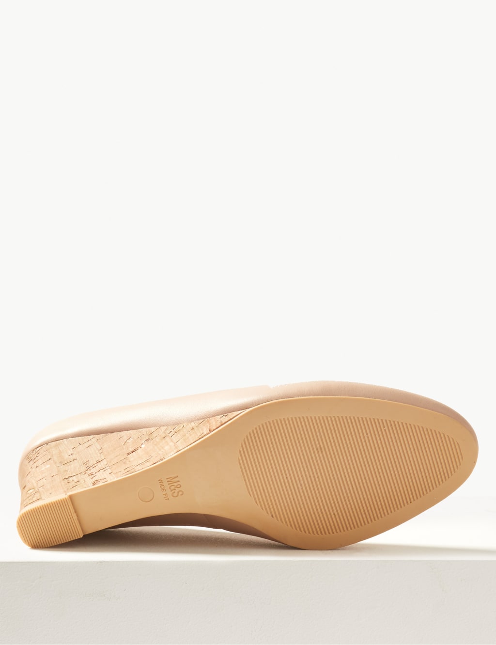 Leather Wide Fit Wedge Heel Court Shoes M S Collection M S