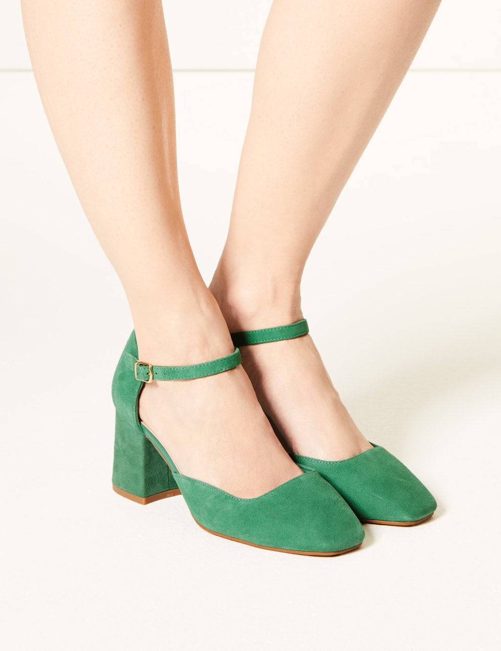 Wide Fit Suede Block Heel Court Shoes 1 of 5