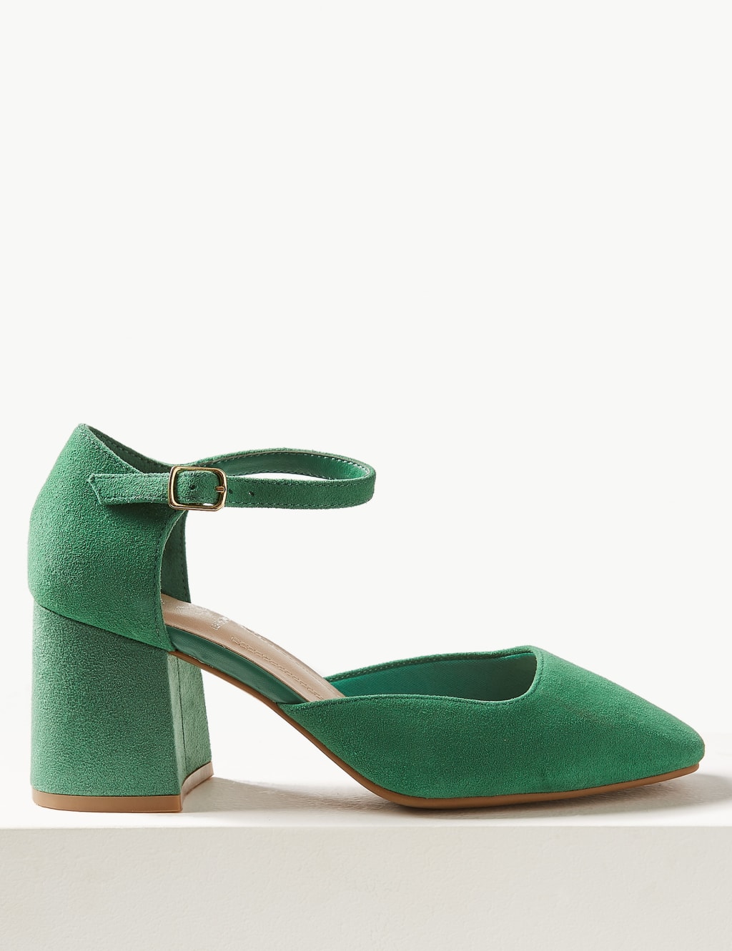 Wide Fit Suede Block Heel Court Shoes M S Collection M S