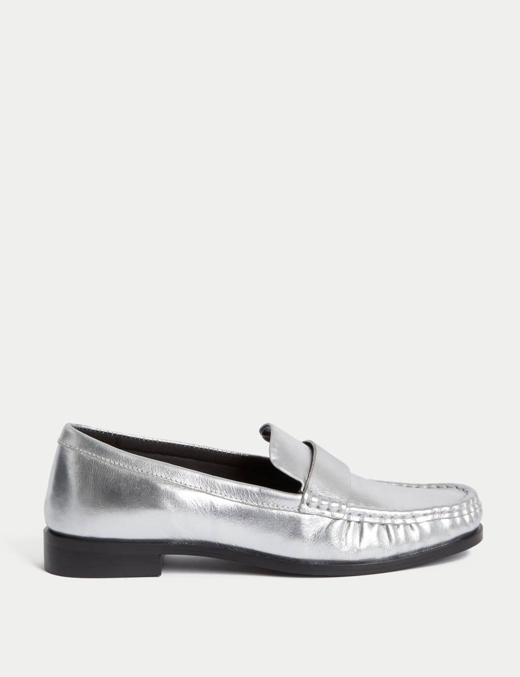 Silver leather loafers best sale