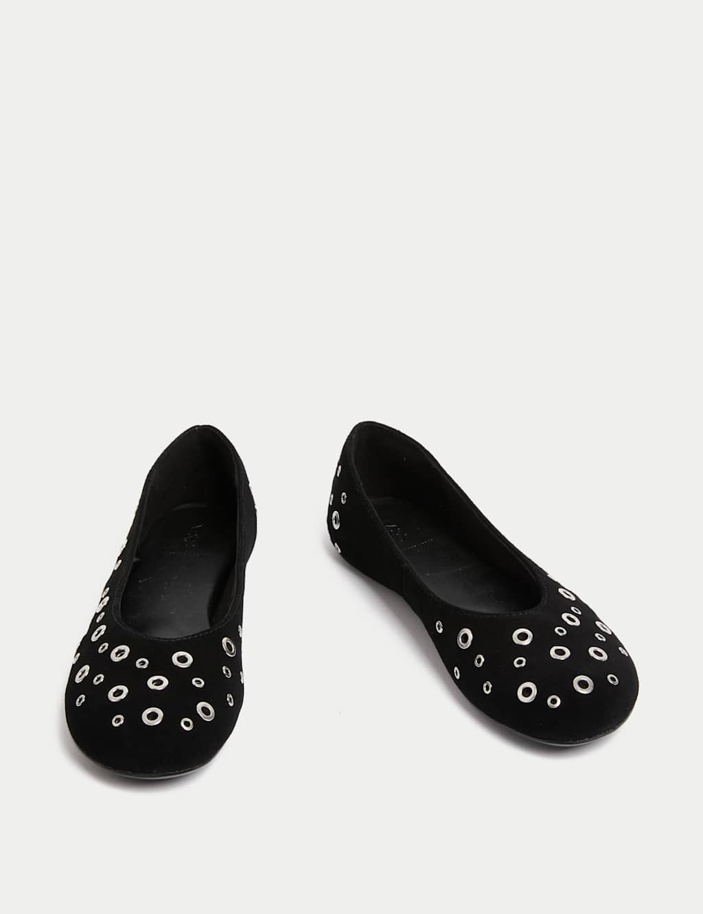 Suede Eyelet Studded Flat Ballet Pumps 2 of 3
