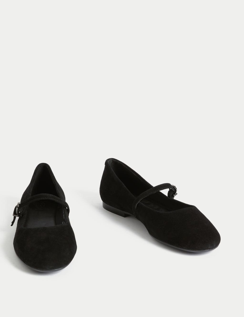 Black suede ballet pumps discount