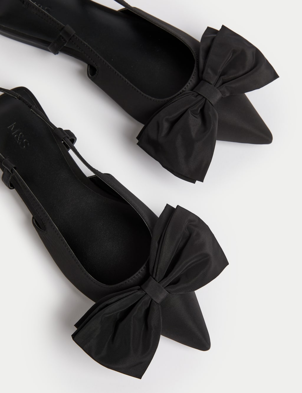 Satin Bow Block Heel Slingback Shoes M S Collection M S