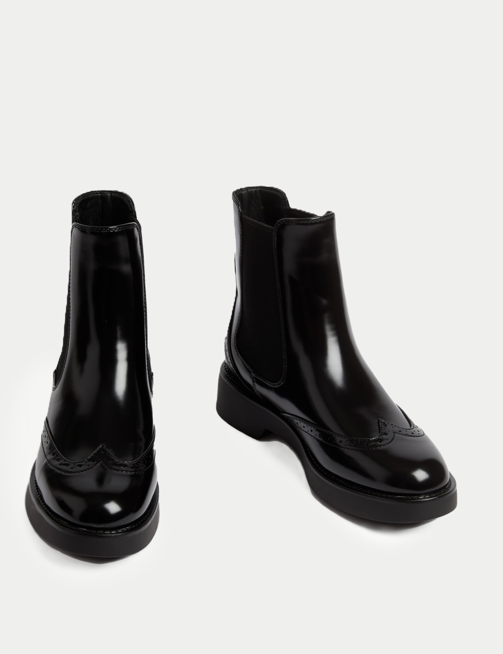 Black patent brogue chelsea boots new arrivals