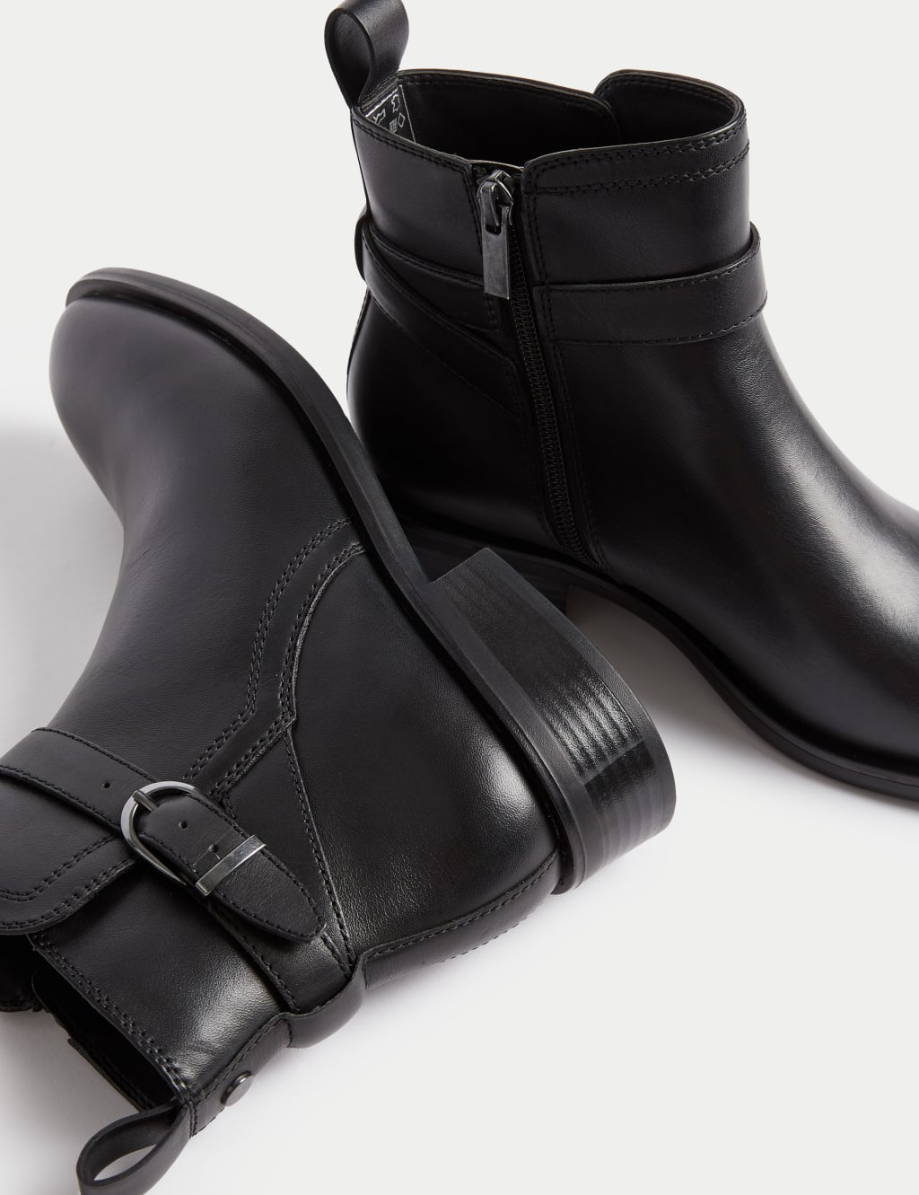 Leather Buckle Flatform Ankle Boots