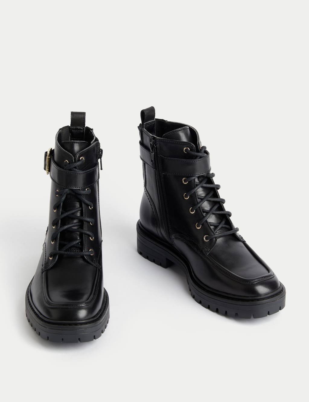 Wide Fit Leather Flat Ankle Boots M S Collection M S
