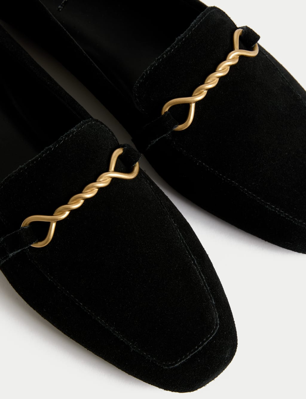 Suede Chain Detail Flat Loafers 3 of 3