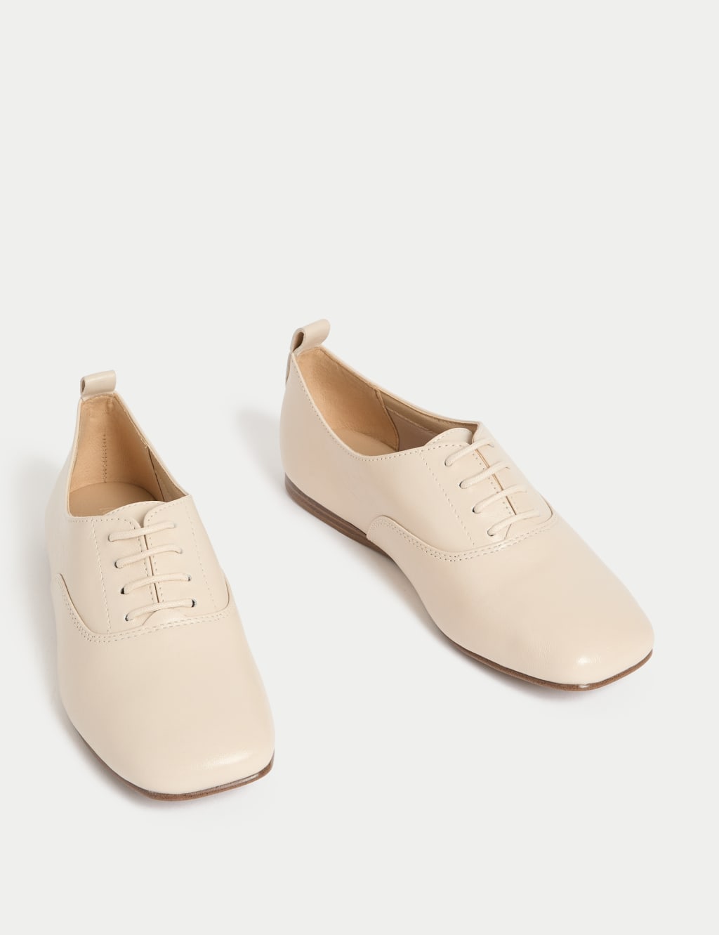 Leather Lace Up Flat Shoes 2 of 3