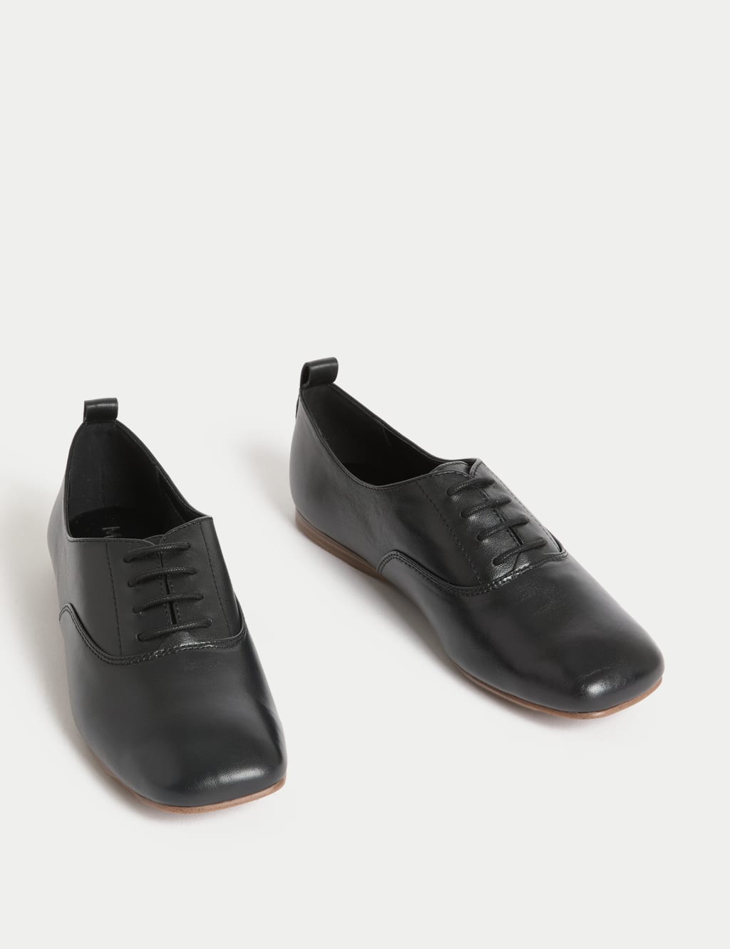 Leather Lace Up Flat Shoes 2 of 3