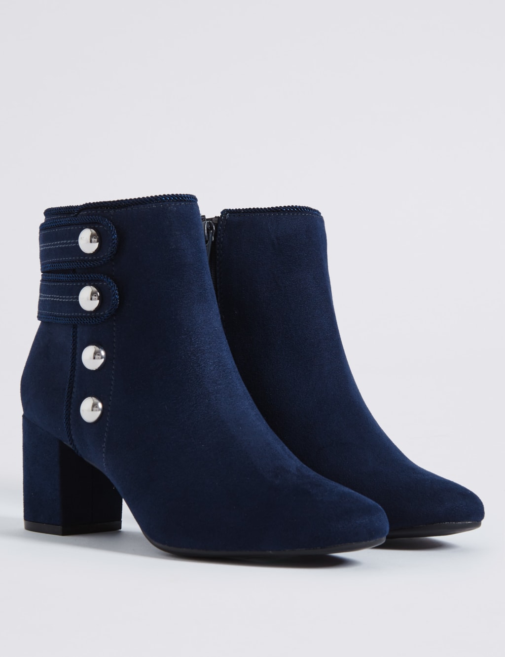 Wide Fit Block Heel Four Button Ankle Boots M S Collection M S