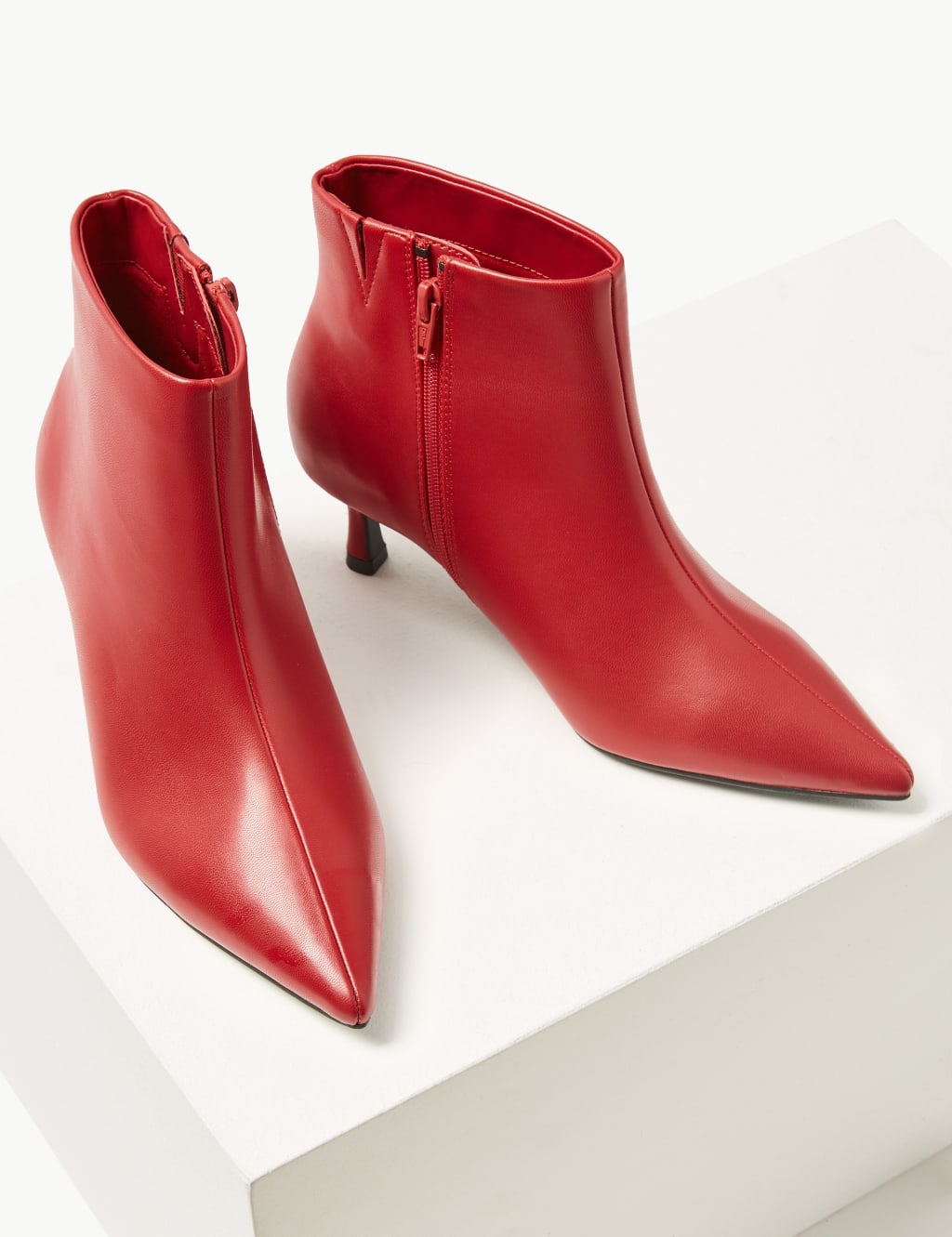 Red kitten heel boots shop