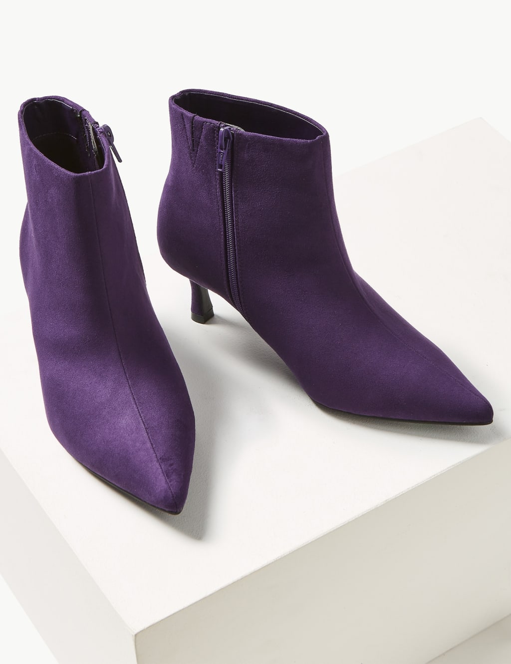 Purple kitten heel boots shop