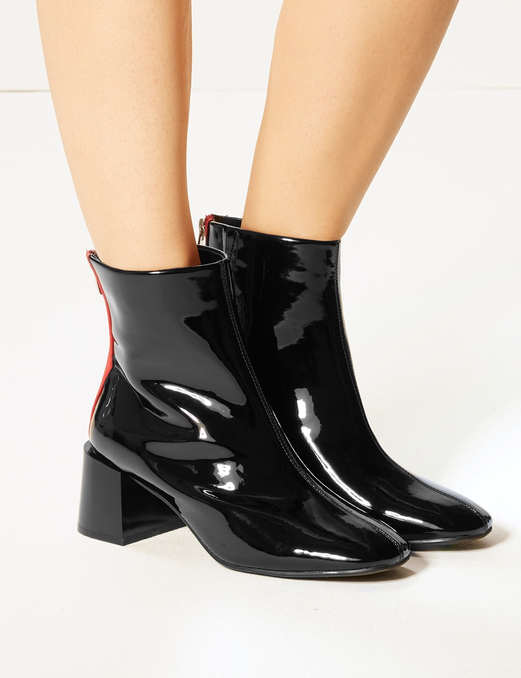 Wide Fit Patent Ankle Boots M S Collection M S