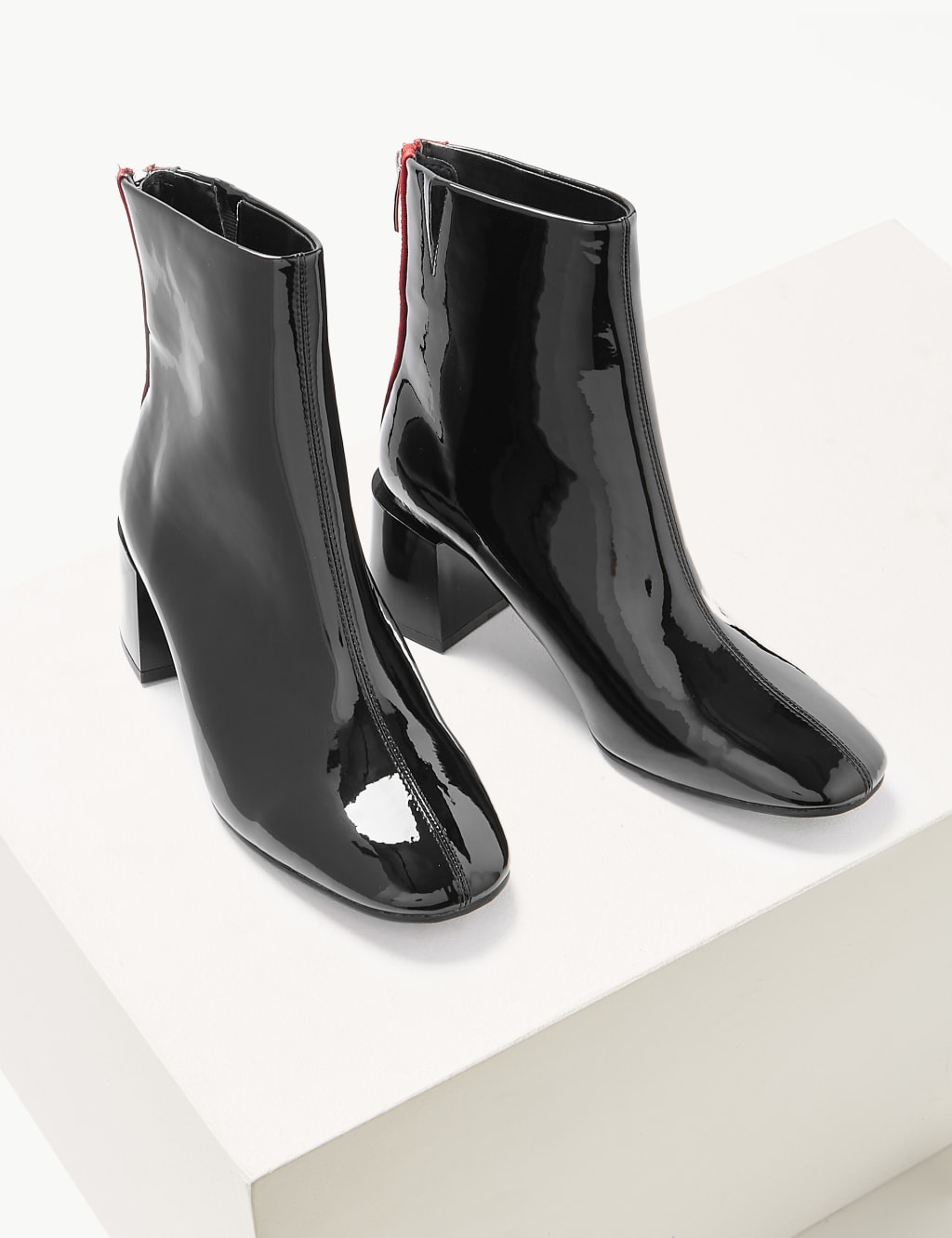 Wide fit black patent boots online
