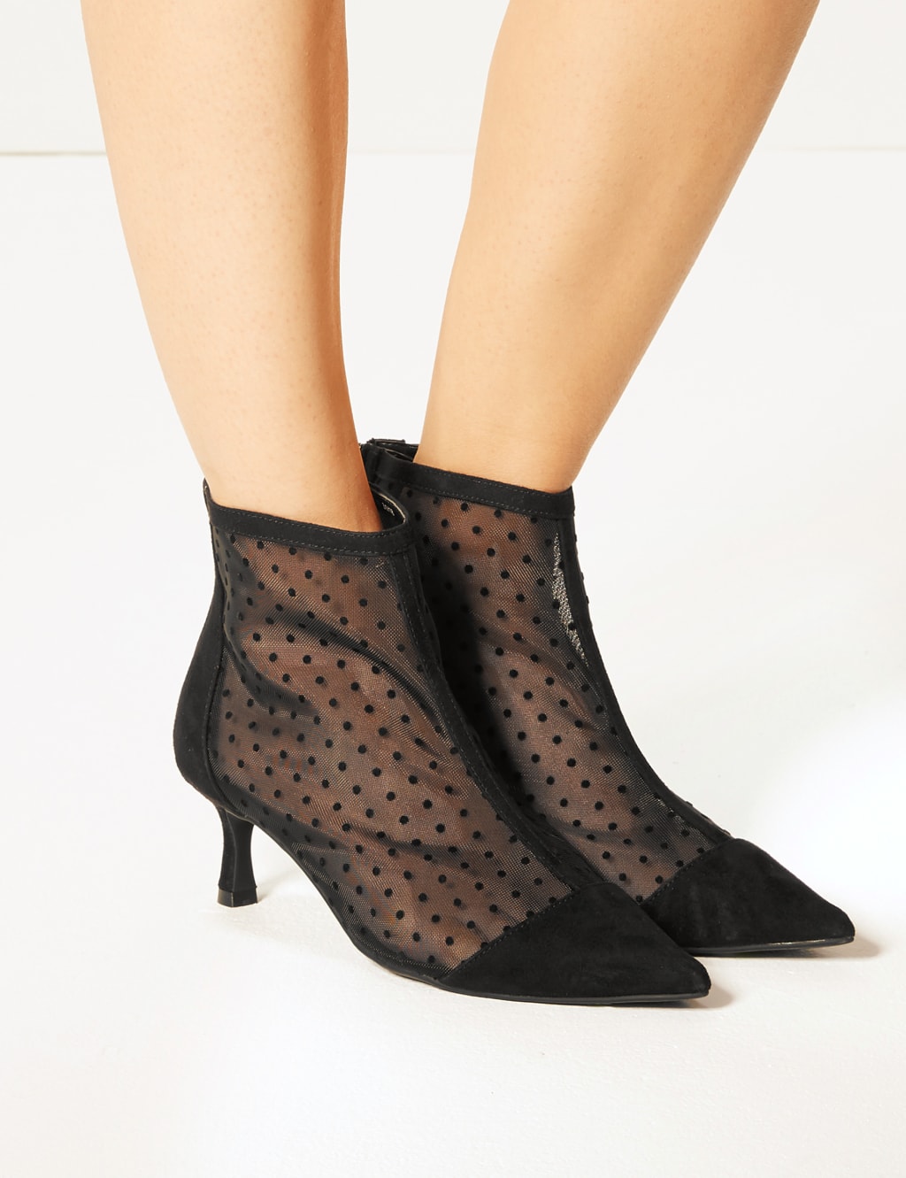 Wide Fit Kitten Heel Ankle Boots M S Collection M S