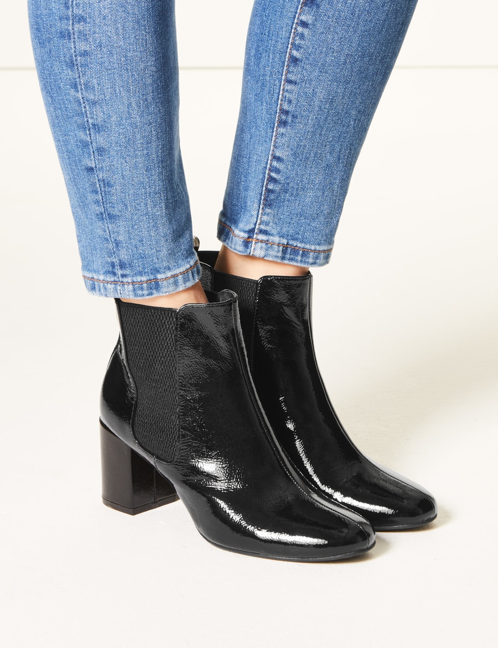 Patent heeled chelsea boots clearance