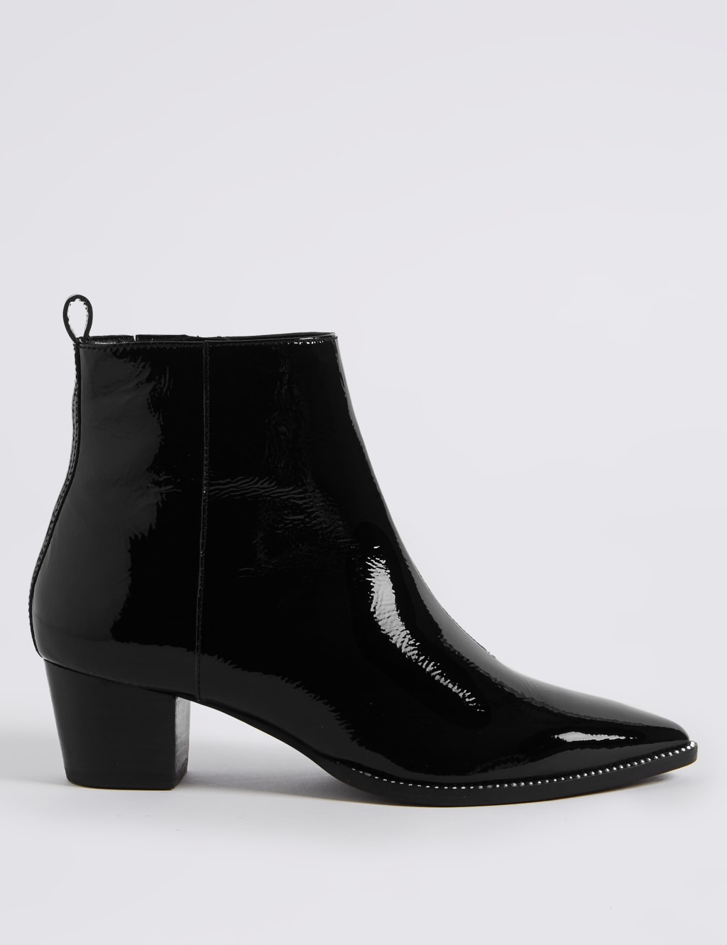 Studded Leather Block Heel Pointed Ankle Boots 2 of 6
