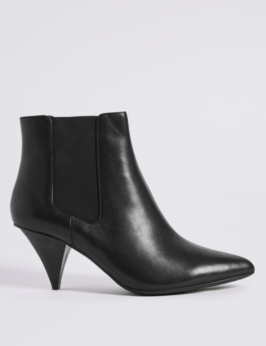 Leather Cone Heel Ankle Boots M S Collection M S