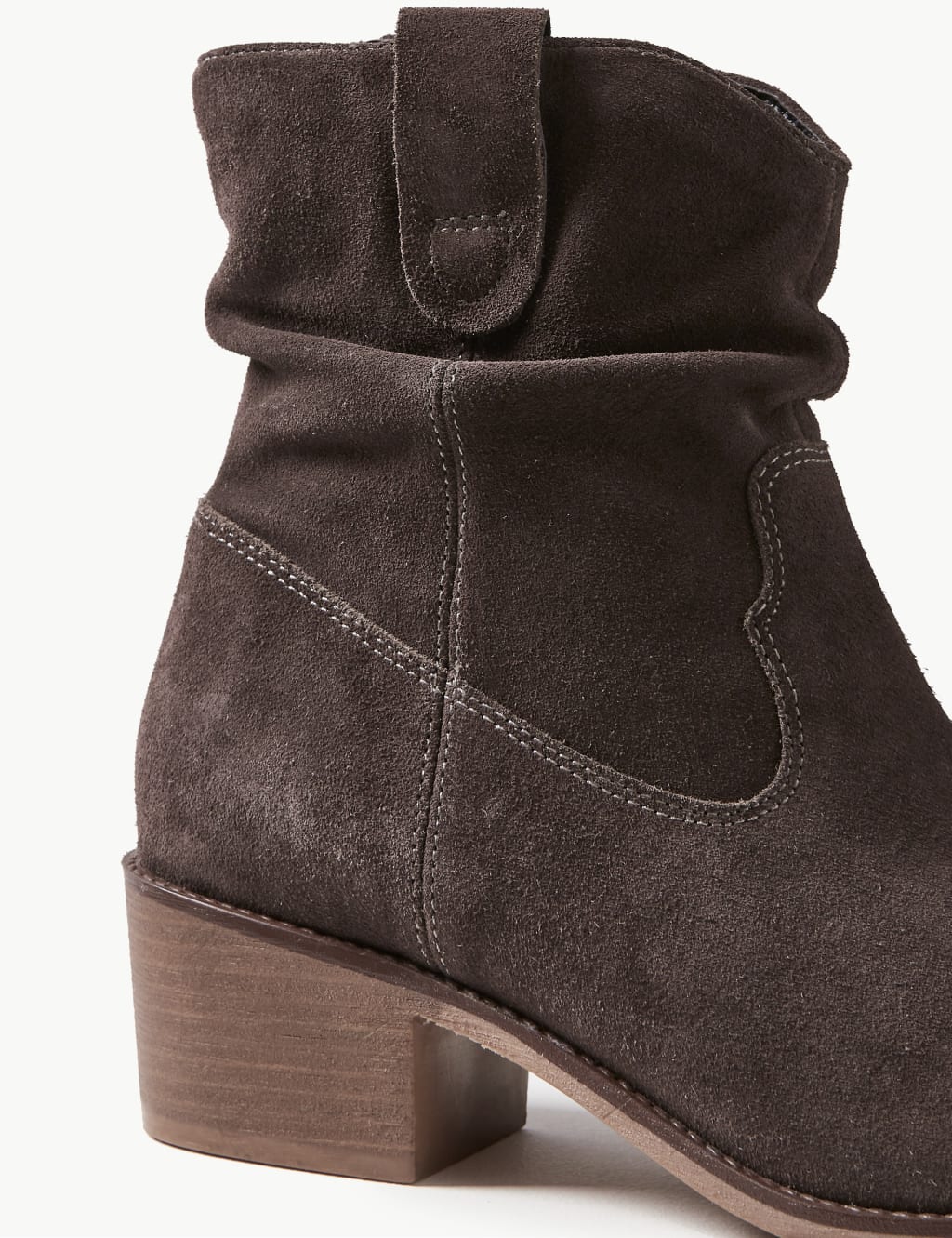 Suede Slouch Western Block Heel Ankle Boots M S Collection M S