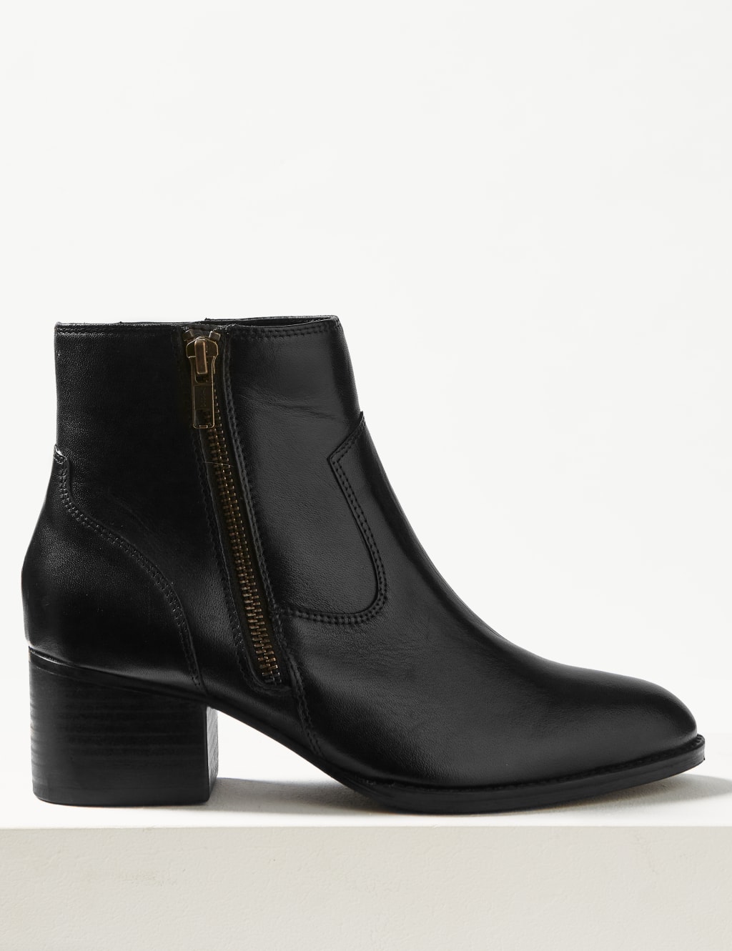 Leather Block Heel Ankle Boots 2 of 6