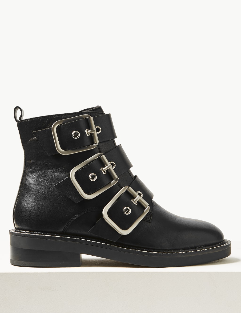 Leather Buckle Detail Ankle Boots 2 of 5